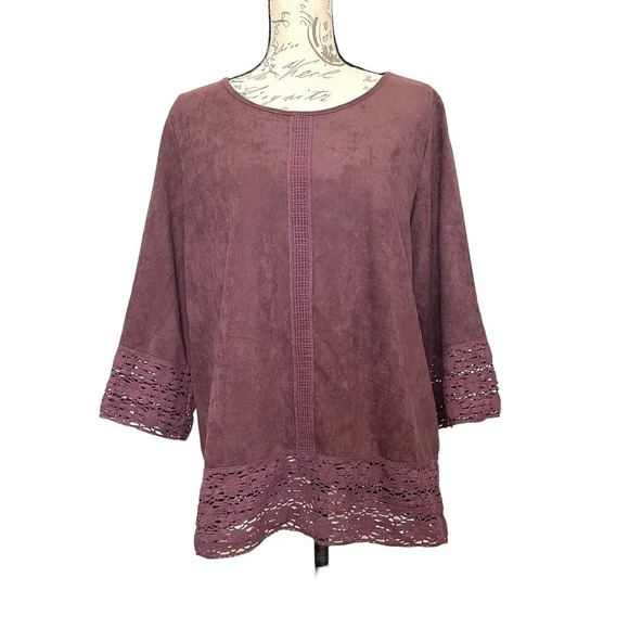 Soft Surroundings Susina Faux Suede Lace Tunic Size Large - Picture 2 of 9